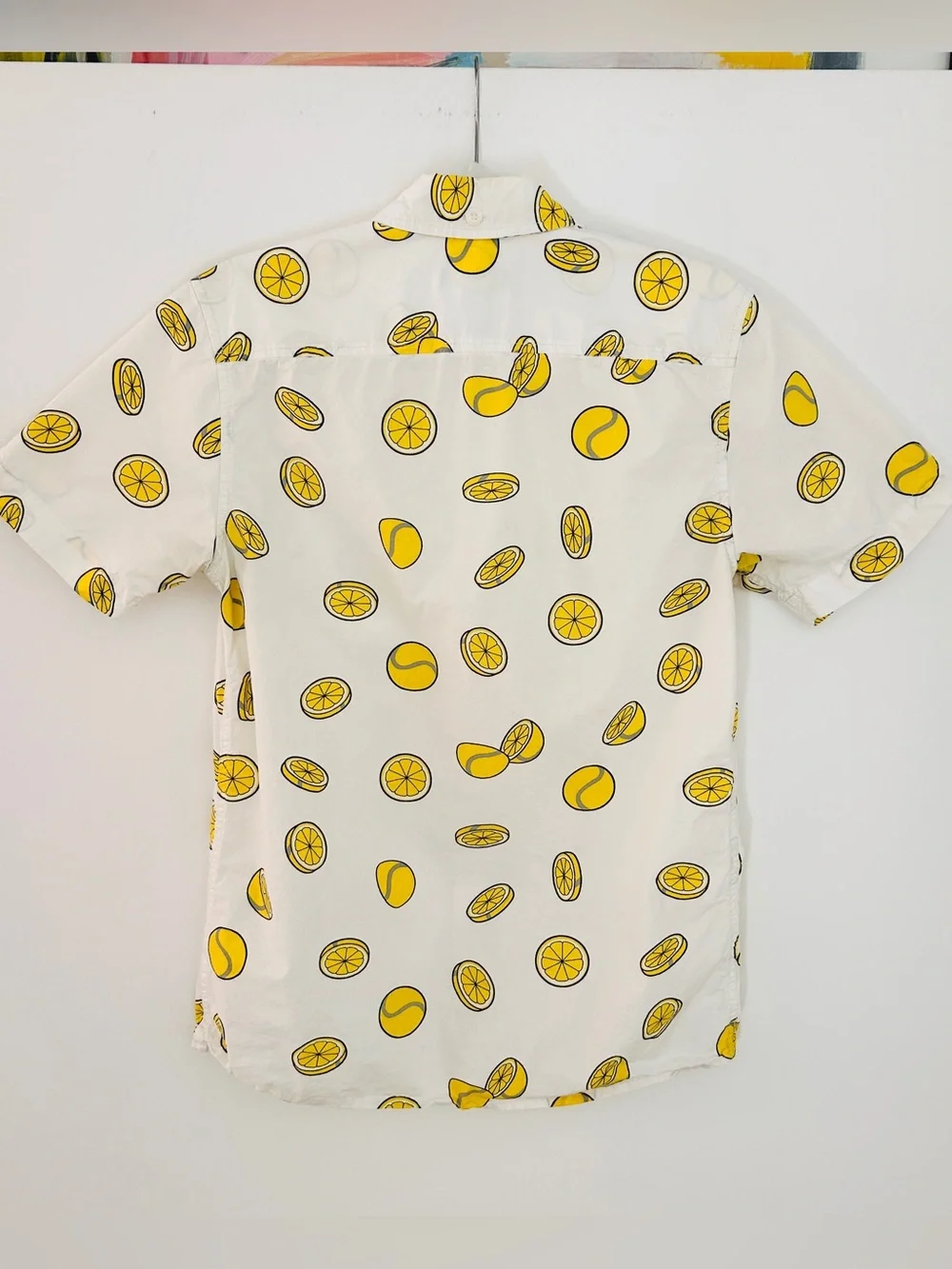 Adidas x Stan Smith Ballsmon Lemon Shirt Button Up Down Cotton Yellow Size Small